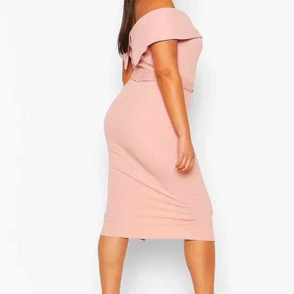 Boohoo + Berdot Tie Belt Midi Dress NWT Size 24 - Picture 2 of 6